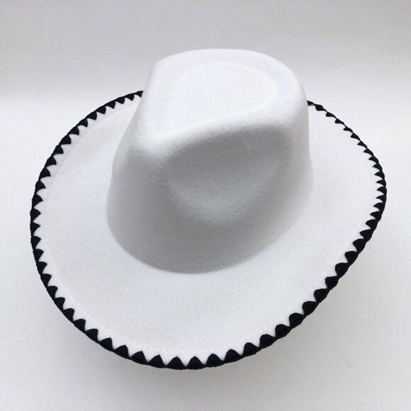 Jen & Co. Oakley Contrast Cowgirl Hat White With Black Trim Size Med-Large main image 6